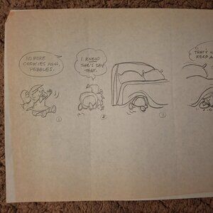 SIGNED Original The Flintstones Daily Comic Strip Preliminary Drawing...Pebbles